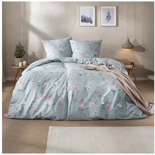 Estella Corvara Floral Seide Blau 155 x 220 cm + 80 x 80 cm