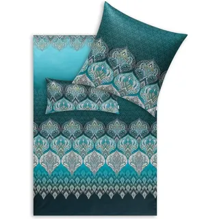 Estella Sophia ornamental Jersey Blau 135 x 200 cm + 80 x 80 cm