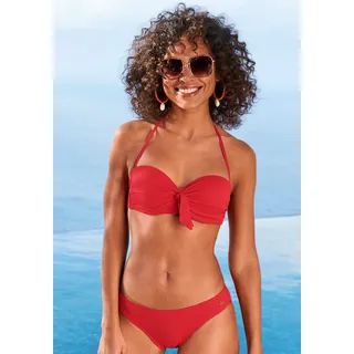 Bügel-Bandeau-Bikini-Top LASCANA "Cana" Gr. 38, Cup D, rot Damen Bikini-Oberteile Ocean Blue mit Schleife vorne