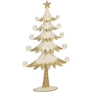 G. Wurm, Weihnachtsdeko, Tannenbaum aus Metall Weiß mit Gold Glitter (B/H/T