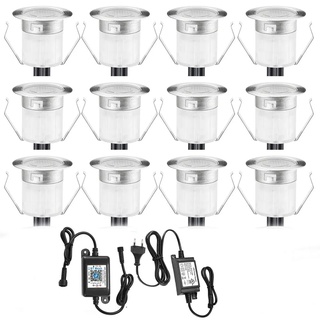 10er Bluetooth Smart Dimmbar 0.6W Warmweiß Kaltes Weiß, Weiß 3 in 1 LED Bodeneinbauleuchten 3000k-6000k Einbaustrahler, Ø30mm IP67 Wasserdicht LED Einbaustrahler Außen, timing function