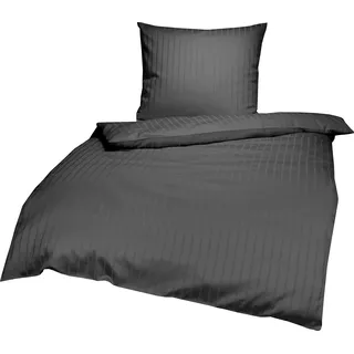 Lorena Textil Verona Mako-Satin Bettwäsche Baumwolle (anthrazit, 200x200 cm + 2X 80x80 cm)