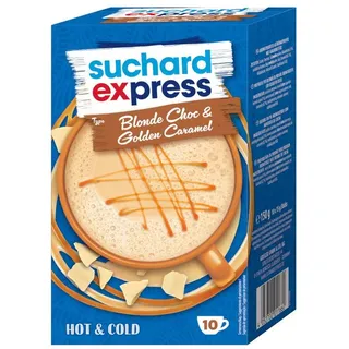 Kaffee-Instant Suchard Express Blonde Choc & Golden Caramel, Pulver, 3% Kakaobutter, 10 Portionsbeutel