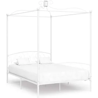 vidaXL Himmelbett Gestell Weiß Metall 120 x 200 cm - Bettgestell - Bettgestelle - Bettrahmen - Doppelbett - Weiß