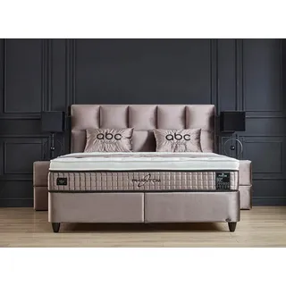 Boxspringbett Phantom 90 x 200 cm Beige Voll-orthopädisches Komfortbett mit Bettkasten, Stauraum, inkl. Lieferung und Montage - Beige