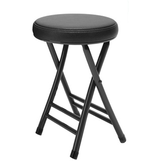 ZFG Einfacher Tisch, kleine Bank, tragbarer Stuhl, haushaltssparender runder Hocker, stapelbar, L30 x B25 x H50 cm (Color : Svart)
