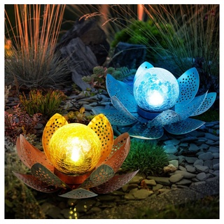 Globo LED Solarleuchte, LED-Leuchtmittel fest verbaut, Kaltweiß, Tageslichtweiß, Asia Garten Lotusblüte Deko Solar Lotusblüte für Außen Garten Deko