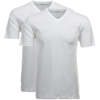 RAGMAN Herren T-Shirt 2er Pack - 1/2 Arm, Unterhemd, V-Neck Weiß L