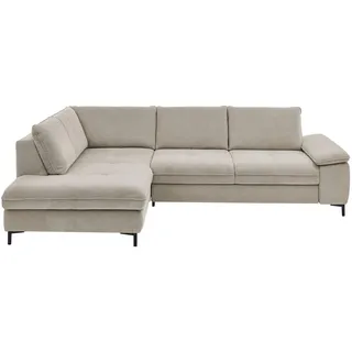 Beldomo Speed Ecksofa, Sand, Metall, 3-Sitzer, Ottomane links, L-Form, 308x214 cm, Goldenes M, haustierfreundlicher Bezug, planbar, Hocker erhältlich, individuell Armteil rechts, erweiterbar, Fußauswahl, Stoffauswahl, Wohnzimmer, Sofas & Couches, Wohnlandschaften, Ecksofas