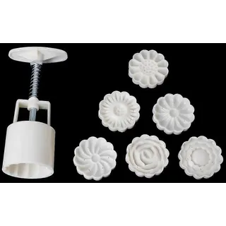 Mondkuchenform Mit 6 Stempeln, Runder Blumen-mondkuchen, Diy-werkzeug