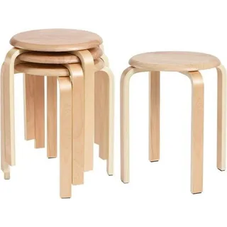 Famanu Stapelstuhl Set - Hölzerne Hocker - Antirutsch - Natürliches Design