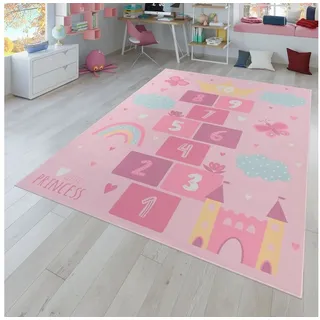 Kinderteppich Rutschfester Teppich Kinderzimmer Spielteppich Mädchen Jungen, TT Home, rund, Höhe: 4 mm rosa rund - Ø 200 cm x 4 mm