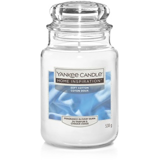 Yankee Candle Duftkerze Großes Glas Soft Cotton 538 g, weiß