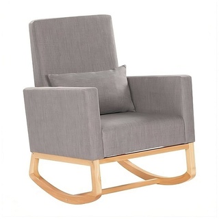 boho living® Schaukelsessel Schaukelstuhl 2-in-1 Rock Sessel (inkl. Zierkissen), verwendbar als Schaukelsessel oder einfacher Sessel grau