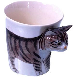 B2SEE Tier/Katzen-Tasse Katze 3D Becher/Tasse mit Katzen-Motiv Tasse Geschenk/Deko Keramik