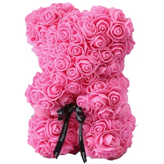 25 cm romantische falsche Rosenblumenschaumbär Doll Valentinstag Geburtstag Weihnachtsgeschenk-Rosa