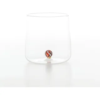 Zafferano Bilia Candy Tumbler Trinkgläser 4er Set, Gläser mit Einer Bunten Kugel Innen, Wassergläser 440 ml, Spülmaschinenfest, Bernsteingelb
