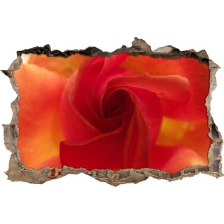 Pixxprint 3D_WD_S1669_92x62 rote Rosenblüte Wanddurchbruch 3D Wandtattoo, Vinyl, bunt, 92 x 62 x 0,02 cm