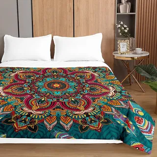 Mandala Tagesdecken Bettüberwurf für Einzelbett Doppelbett, Chickw1 3D Drucken Tagesdecke mit Prägemuster Mikrofaser Gesteppt Bettdecke Wohndecke (Türkis,230x280cm)