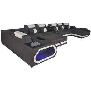 Xlmoebel Wohnlandschaft Leder Sofa mit Schlaffunktion und elegantem Design, Hergestellt in Europa schwarz