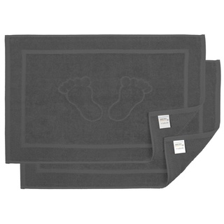 BANANALU Badetücher Badvorleger Badematte 700g/m2 50x70 cm Duschvorleger Duschmatte, Baumwolle (2-St) grau|schwarz