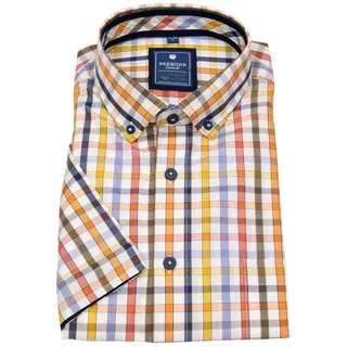 Redmond Kurzarmhemd Button-Down-Kragen Kontrastknöpfe bunt M