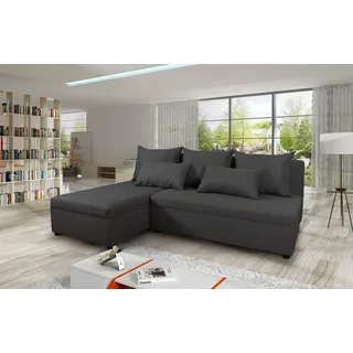 Ecksofa Pono mit Schlaffunktion und Bettkasten - L-Form Couch, Couchgarnitur, Eckcouch, Sofa, Bettsofa, L-Form Couch, Schlafsofa (Dunkelgrau (Sawan... - Dunkelgrau