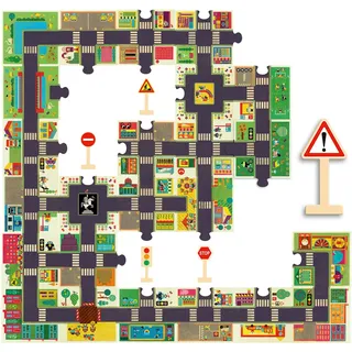 Djeco - Puzzle The City mit Verkehrszeichen 29 teilig