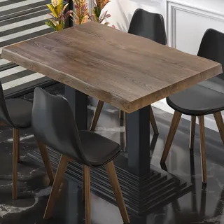 PPY | Bistro Baumkanten Tisch | Rechteckig | 120 x 70 x 81 cm | Walnuß / Schw...