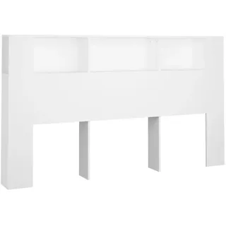 vidaXL Kopfteil mit Ablagen Weiß 180x18,5x104,5 cm