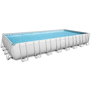 Bestway® Power SteelTM Frame Pool Komplett-Set mit Sandfilteranlage 956 x 488 x 132 cm, lichtgrau, eckig