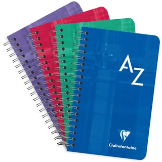 Clairefontaine Notizbuch Registerbuch 7,5x12cm 50 Blatt kariert farbig sortiert