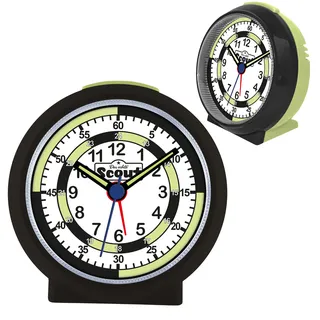 Quarzwecker SCOUT "Lernzifferblatt schwarz", schwarz, Wecker, Kinderwecker, Geschenkidee, Kinderzimmer, Schulanfang, Lernwecker