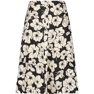 Gerry Weber Damen Midirock mit floralem Dessin floral, Gemustert wadenlang Schwarz/Ecru/Weiss Druck 46 - 46