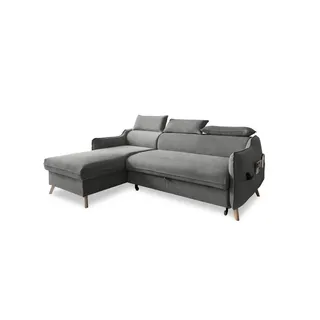miuform Ecksofa Velours 2-Sitzer Grau
