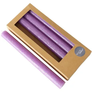 Stabkerze Melia Lila 20 cm 4er-Set | Echtwachs, Tafelkerze, Unparfümiert, Geburtstagskerze