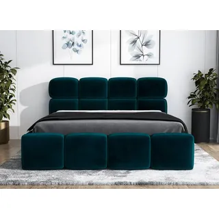 a&j möbelland gmbh Polsterbett MONAKO 180 x 200 mit Matratze und Bettkasten. Farbe: Grün - Grün