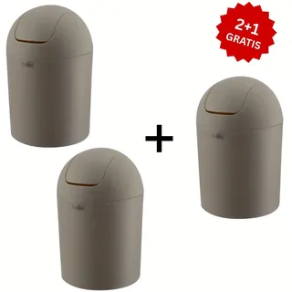 baliv Kosmetikeimer 3 für 2 1,25 l Taupe Schwingdeckel Bad WC Mülleimer