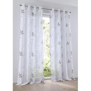 Kutti Vorhang »Dandelion«, (1 St.), Gardine halbtransparent, Ausbrenner, Baumwolle-Polyester, bedruckt, grau