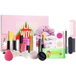 Kosmetik Adventskalender 2022, Adventskalender Make-up Sets, Weihnachtskalender Mit Lippenstifte, Lidschatten, Haarschmuck, Winterhandcreme Und Lippenbalsam