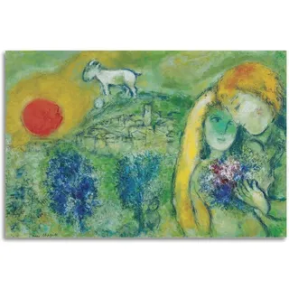 DryNda Marc Chagall Poster The Lovers of Vence Wandkunst Gemälde Leinwand Geschenk Wohnzimmer Drucke Schlafzimmer Dekor Kunstwerke 60 x 90 cm