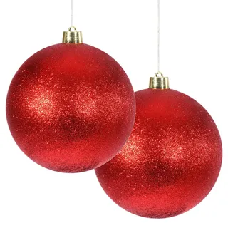 2PCS 15CM Große Weihnachtskugeln Kunststoff Christbaumschmuck,Christmas Decorations Christbaumkugeln Rot Bruchsichere Kugeln für Festival Bruchsichere Wetterfest Outdoor Weihnachtkugeln Weihnachtsdeko
