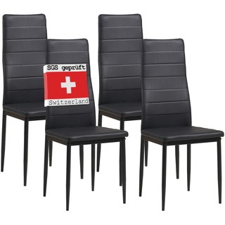 Albatros Esszimmerstühle MILANO 4er Set, Schwarz - Polsterstuhl mit Kunstleder-Bezug, Modernes Stilvolles Design am Esstisch - Küchenstuhl oder Stuhl Esszimmer mit hoher Belastbarkeit: 110kg