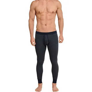 SCHIESSER Lange Unterhose Feinripp Melange dunkelblau/ grau XXL 1er Pack