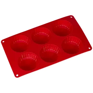 CREALYS 512283 Törtchenform, aus Silikon, für 6 Törtchen, 29 x 17 x 2 cm, Candy Red