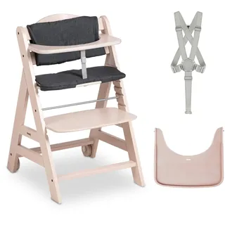 hauck Beta+ Holzhochstuhl Set mit Rädern 6 Monate bis 90 kg, Whitewashed