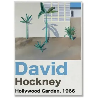 David Hockney Ausstellung Print Canvas Mid Century Modern Poster Minimale abstrakte Pflanzen Wandbilder Bettraum Wohnkultur(B,50x70cm No Frame)