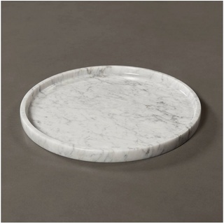 MAGNA Atelier Dekoobjekt ZÜRICH aus edlem Marmor, Serviertablett rund, Käseplatte, Tablett, 30x30x2cm weiß
