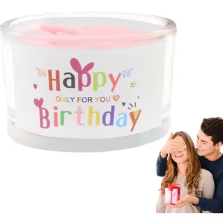 Maseyivi Alles Gute zum Geburtstag Kerzen im Glas,Duftende Sojawachs-Geburtstagskerze im Glas - „Happy Birthday“-Kerzengeschenke für Mutter und Frau mit Duft und Langer Brenndauer
