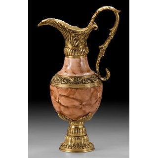 Casa Padrino Luxus Barock Vase in Weinkrug Form Gold / Beige 21 x H. 37 cm - Handgefertigte Bronze Blumenvase - Barock Deko Accessoires - Barock Interior - Barock Möbel - Edel & Prunkvoll